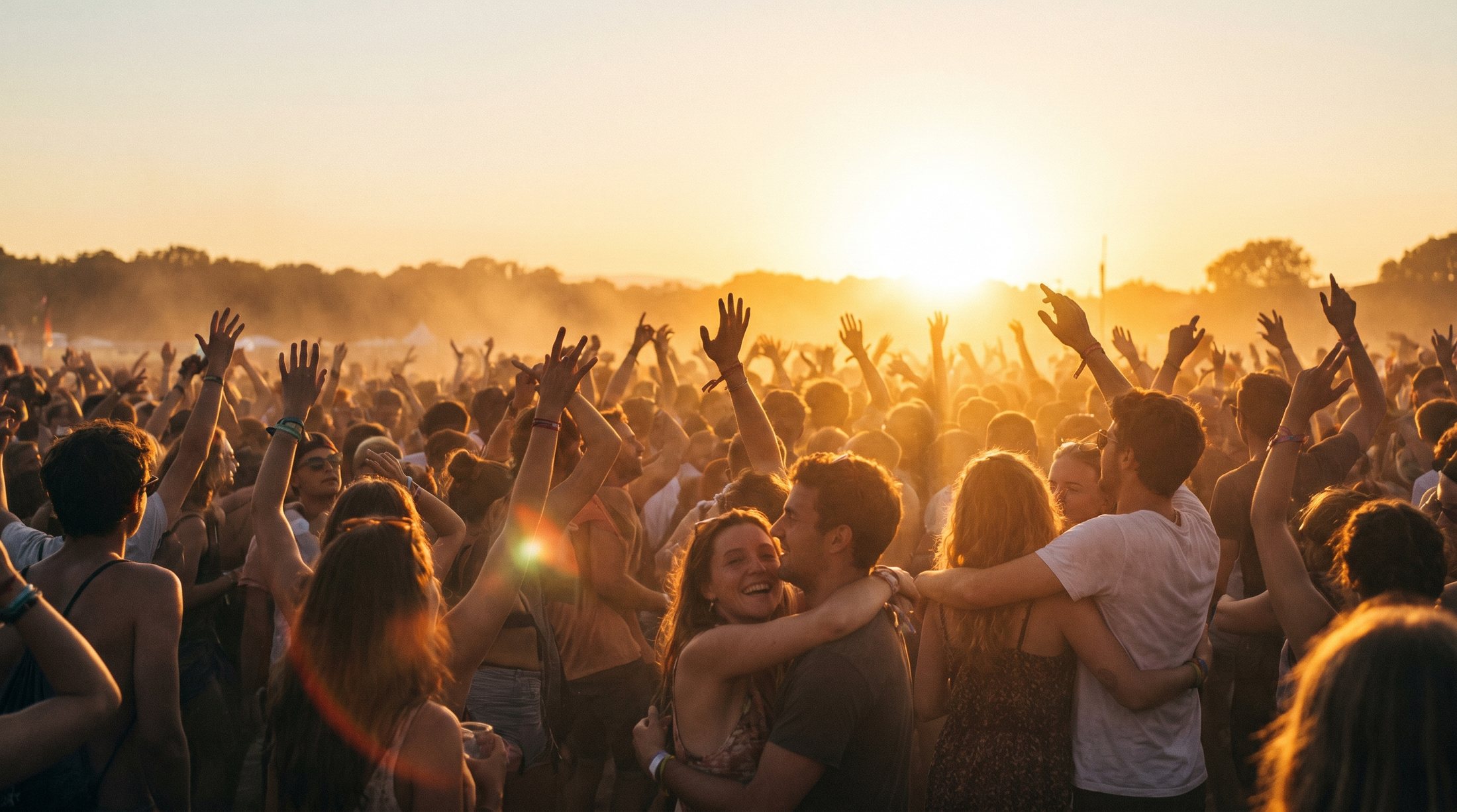 Ecstatic sunset dance gathering